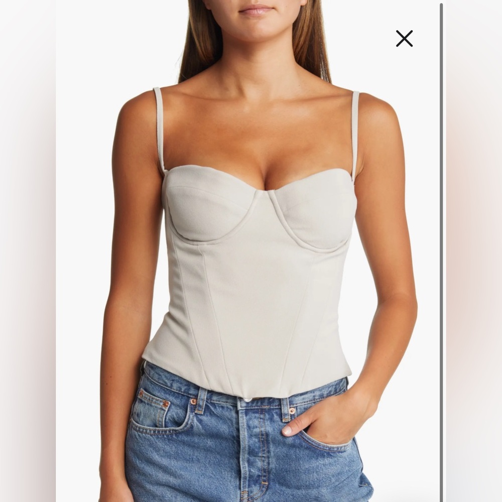 NWT House of CB Shanna Crepe Corset top size XS beige A/C cup size